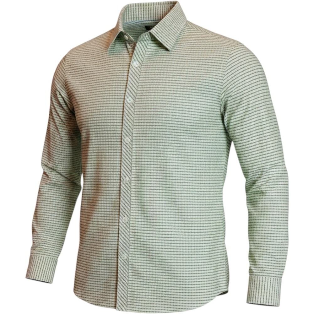 Kenneth Cole Reaction Plaid Shirt Mens Large Green Grey Excellent Button‎ Down